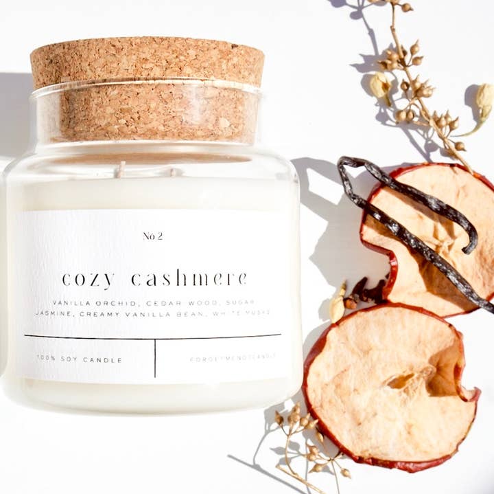 Forget Me Not Candle - Wholesale Jar/Filled Candle - Cozy Cashmere 22 oz Glass Candle – Sold as a Case Of 30