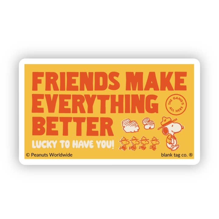 Blank Tag Co. - Waterproof Stickers - Vente Autocollant - Autocollant Étanche Peanuts® - Les Amis Rendent Tout Meilleur0
