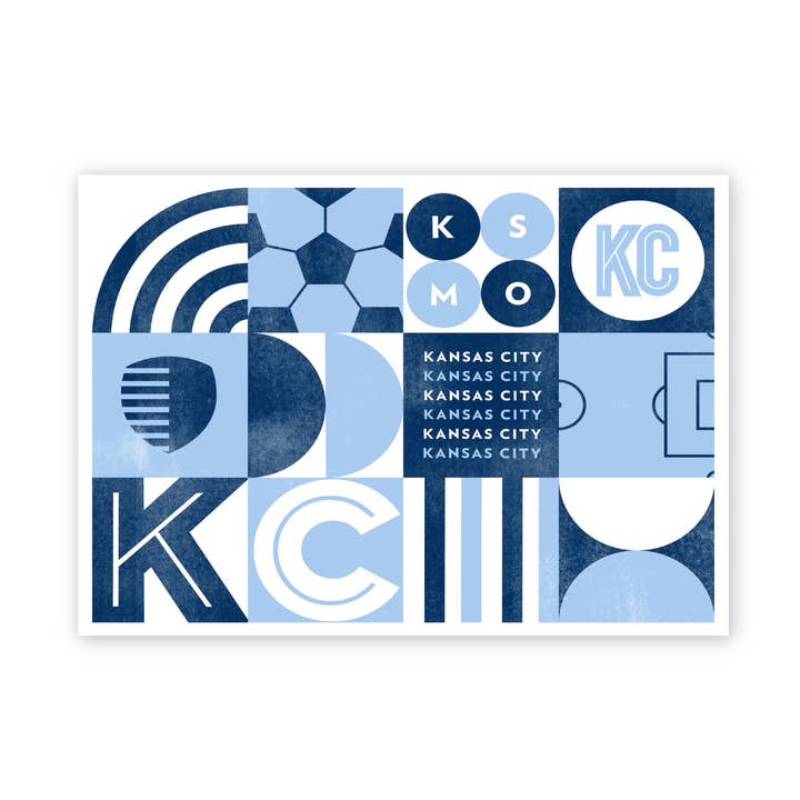 KC Grid - Tarjeta postal del Sporting KC para venta al por mayor de Ampersand Design Studio