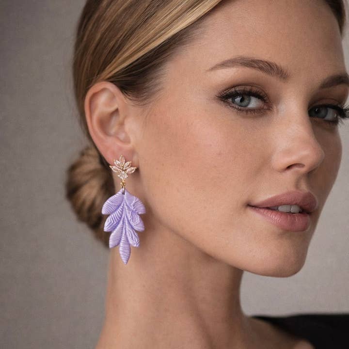 Liria - Statement-Ohrringe Blatt für den Großhandel von DUESTELLE ITALIA