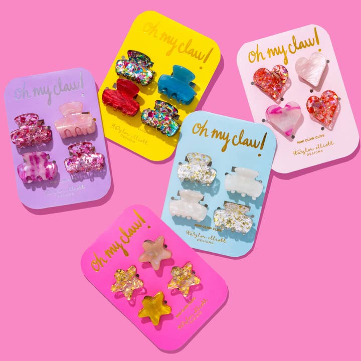 Taylor Elliott Designs - Wholesale Hair Clip - Women's - Claw Hair Clips - Mini - Colorful Confetti - Set of 4