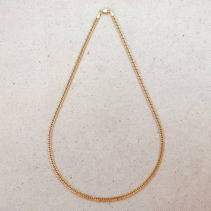 GoldFi - Wholesale Link & Chain Necklace - 18k Gold Filled Double Curb Chain - Cuban