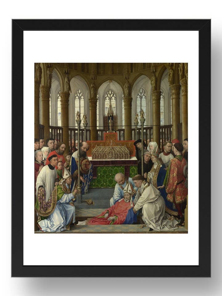 Rogier van der Weyden and workshop: The Exhumation of Saint Hubert, Poster in 17x13"(A3) Frame for wholesale by PERIOD PRINTS