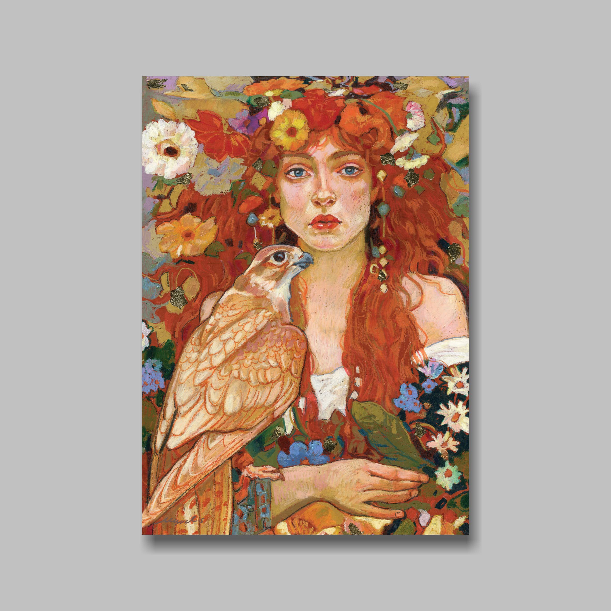 Atelier No.1 - Wholesale Postcard - Postcard, DIN A6, Girl, Falcon
