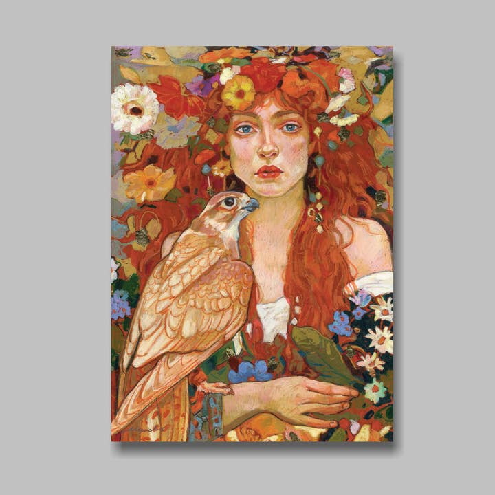 Atelier No.1 - Wholesale Postcard - Postcard, DIN A6, Girl, Falcon0