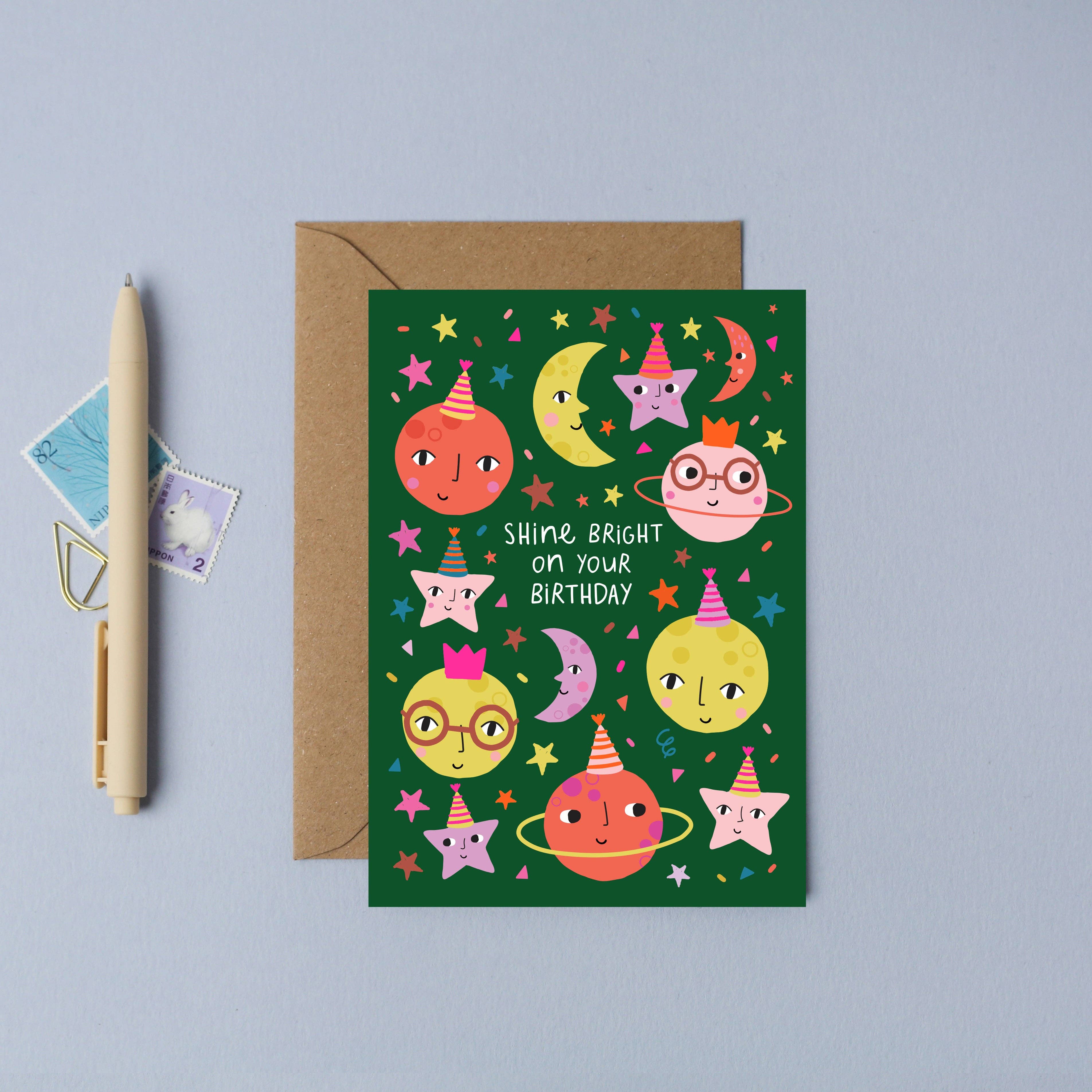 Mifkins – wholesale Birthday card – Party Moon and Stars Card1