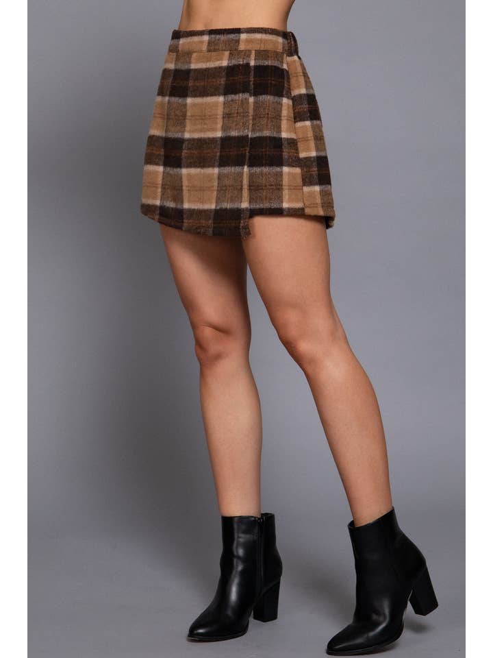 Active Basic | Active USA - Wholesale Shorts - Women's - Front Wrap Plaid Short Pants16