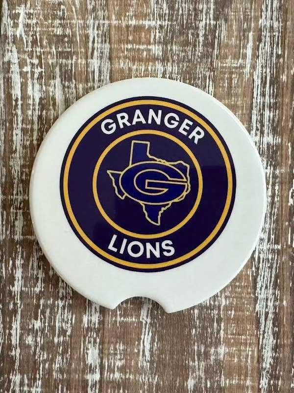 Granger Lions Ceramic Car Coaster for wholesale by Buck Wild Hacienda