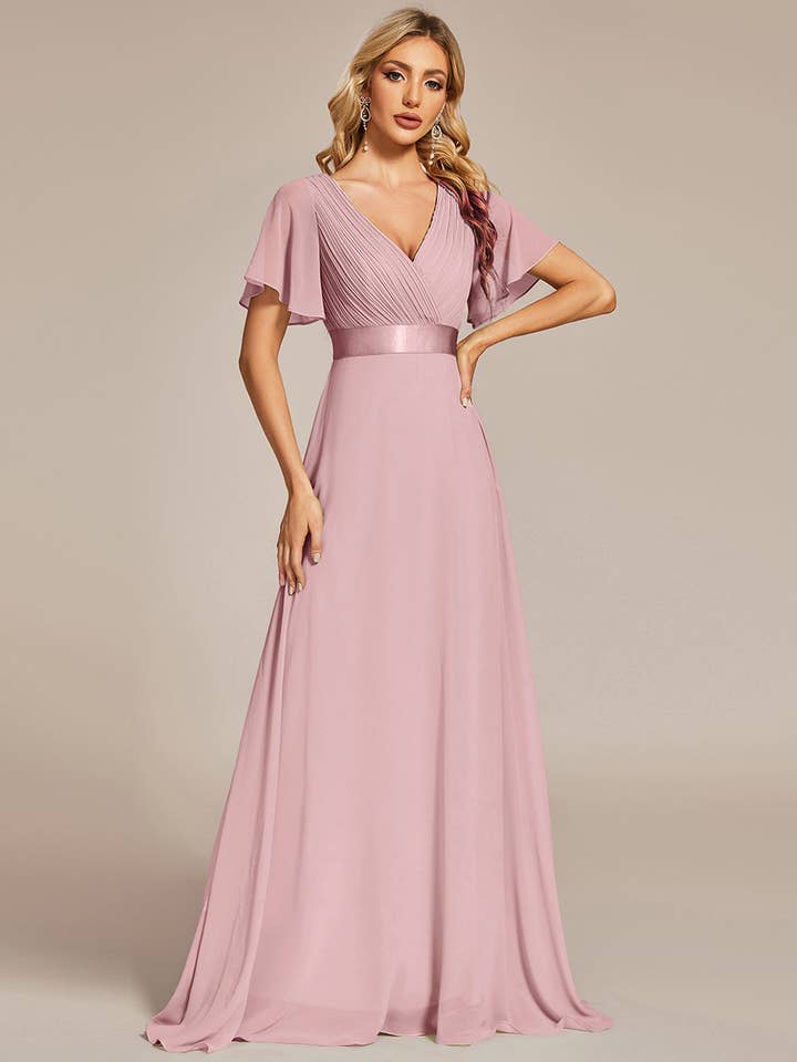 Ever-Pretty - Wholesale Gown – Women's - Double V-Neck Ruffles Chiffon Bridesmaid Dress41