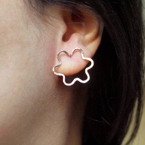 Six petals flower stud earrings, wave big stud earrings for wholesale by Siebijoux