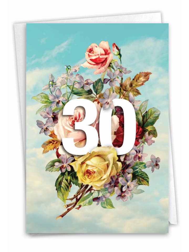 Tarjeta de cumpleaños - Números flotantes - 30 para venta al por mayor de NobleWorks