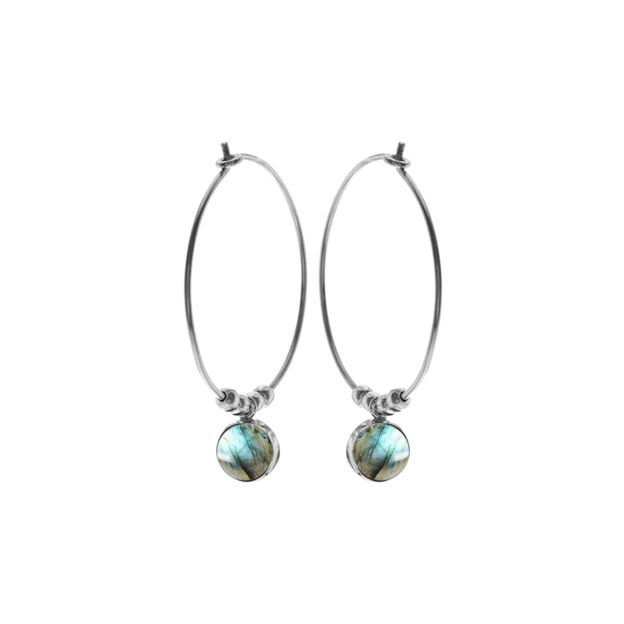 Kali Ma Designs - Sterling Silver Jewellery – wholesale Hoop earrings – Ivy hoops with labradorite (large)0