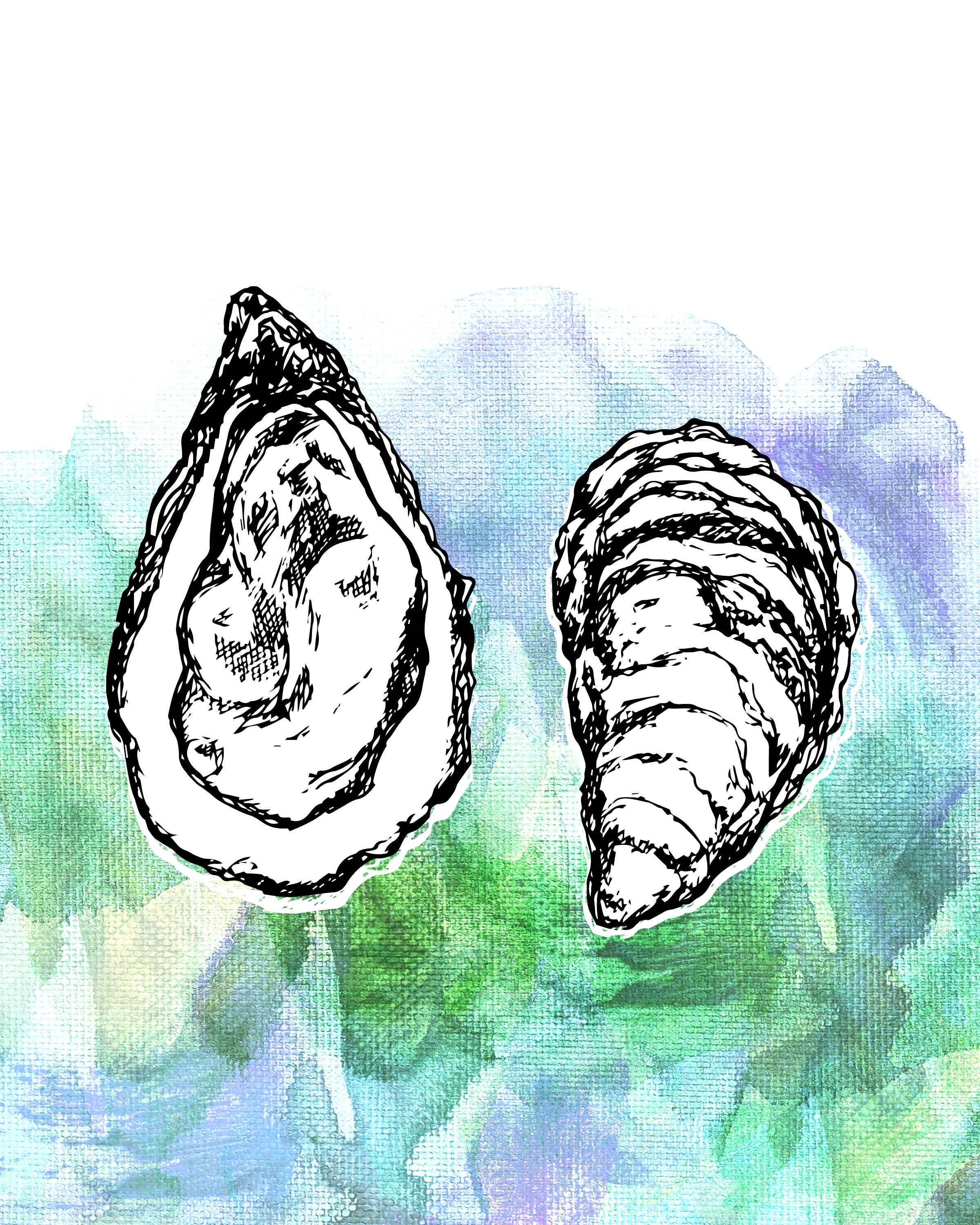 Jeanelle Demers - Wholesale Art Print - Oyster Shell Art Print, Green 8x10"1