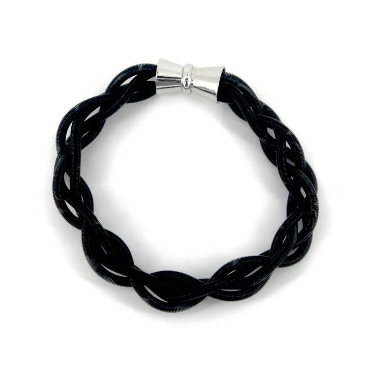 Sea Lily - Wholesale Woven/Braided Bracelet - Black Braided Woven Bracelet with Magnet0