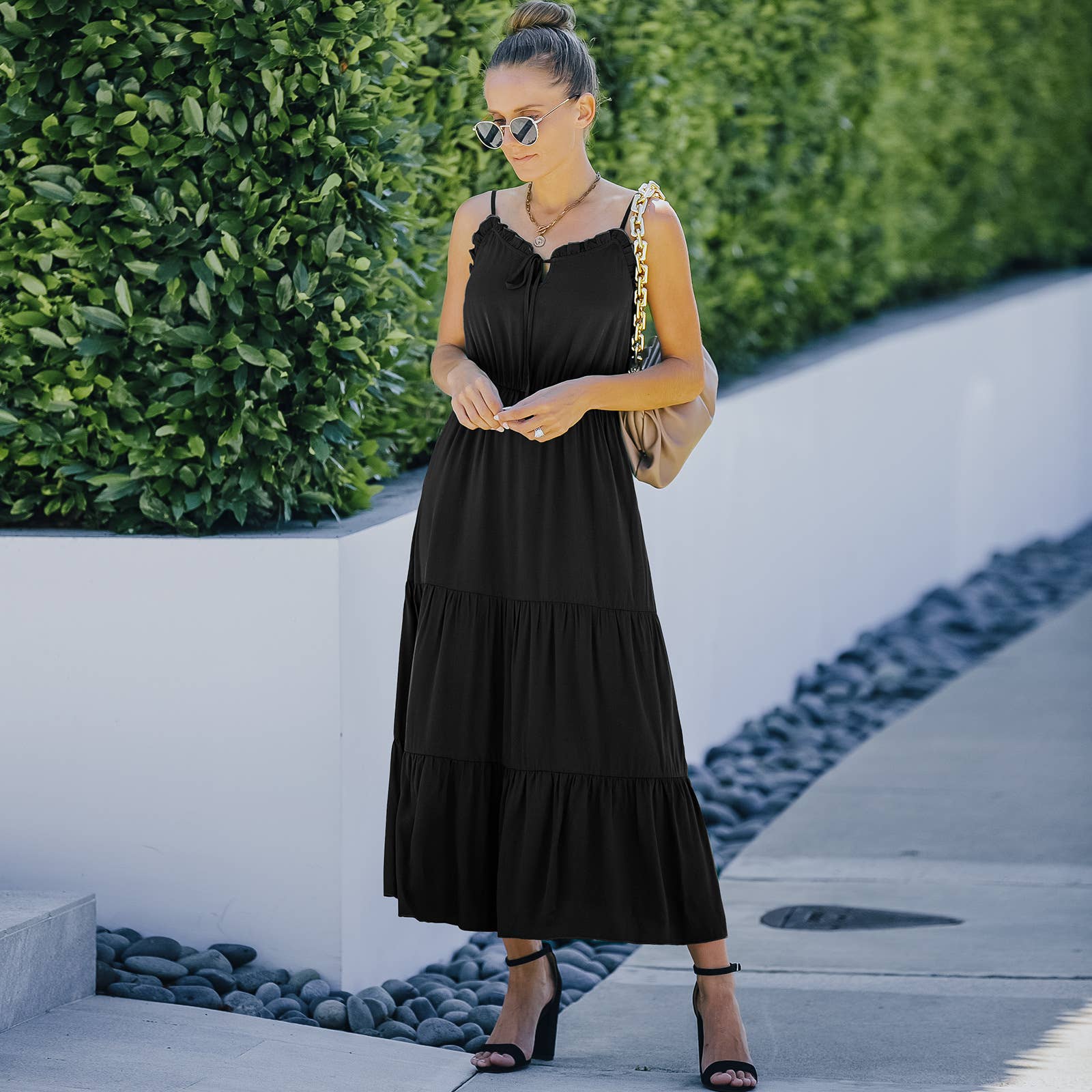 ePretty - Vente Robe – femme - SZ2-DR13007 Robe midi sans manches à volants7