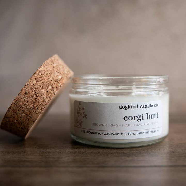 Dogkind Candle Co - Wholesale Jar/Filled Candle - Corgi Butt - brown sugar + marshmallow fluff2