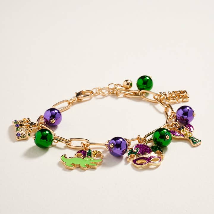 Designature New York - Wholesale Charm/Dangle Bracelet - Mixed Mardi Gras Charm Bead Chain Clasp Bracelet11
