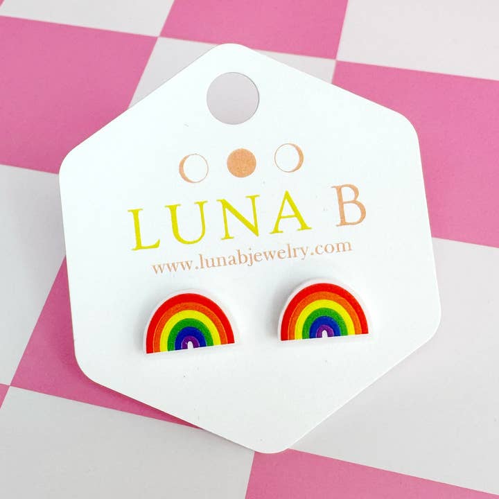 Luna B Jewelry β wholesale Stud/post earrings β Rainbow Pride Stud Earrings0
