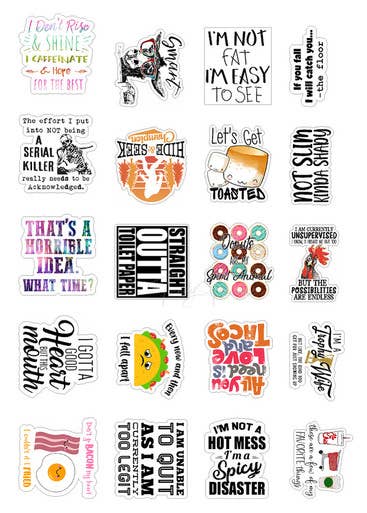 Trendy Transfers - Wholesale Sticker - Funny Set 2 Variety Pack Sticker Sheet1