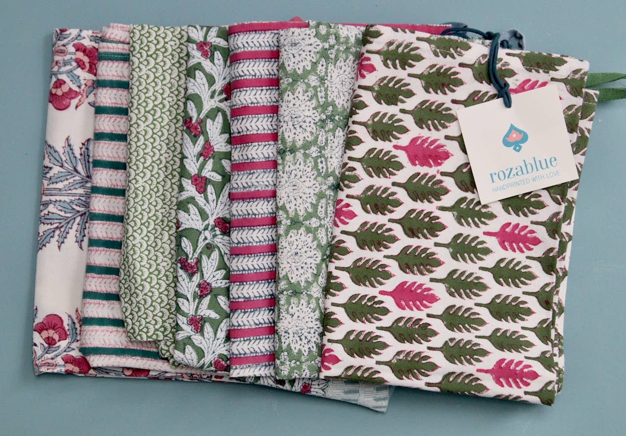 Rozablue - Vente Torchon - Torchon de cuisine Handmade Funkystripes Carmine - 100% Coton3