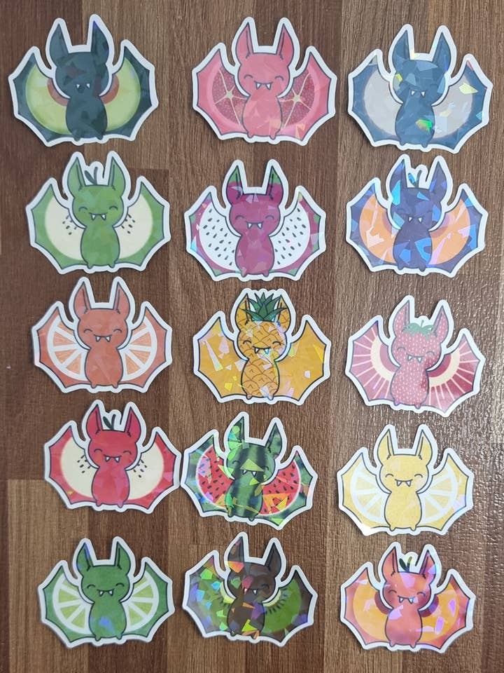 Fruit Bat Stickers for wholesale by Little fire creations