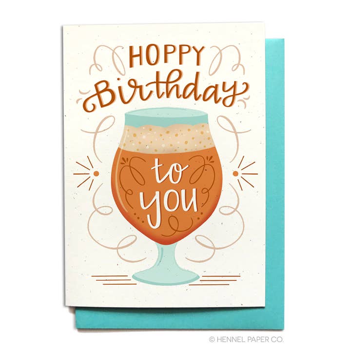 Birthday Card - Hoppy Birthday Beer for wholesale by Hennel Paper Co.