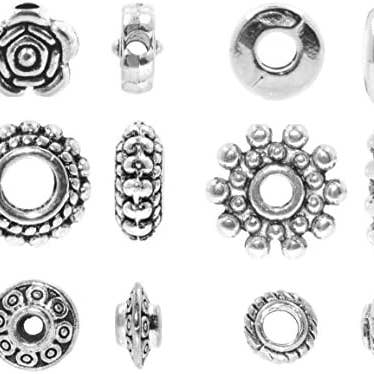 Mandala Crafts - Wholesale Beads - Tibetan Metal Charm Spacer Beads, 6-7mm, Antique Silver2