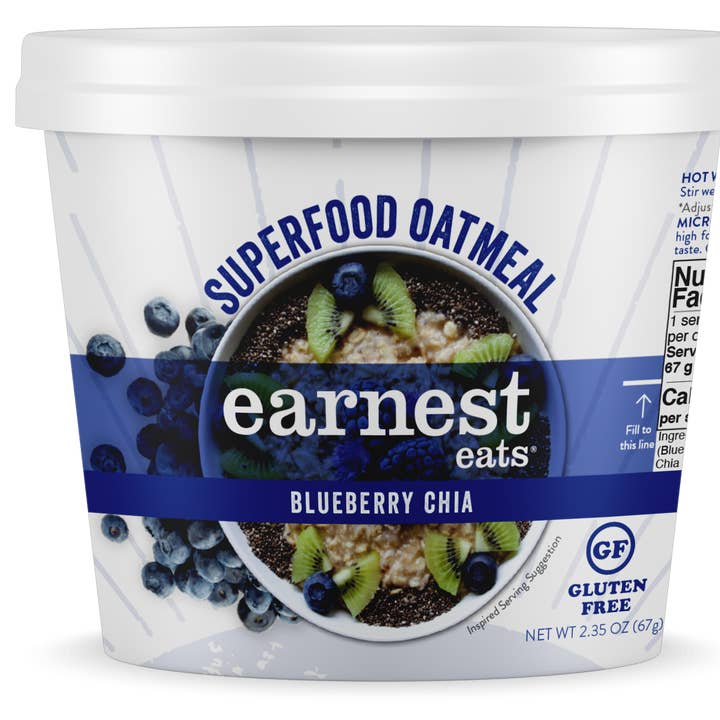 Superfood Blueberry Chia Oatmeal Cup for wholesale by Earnest Eats