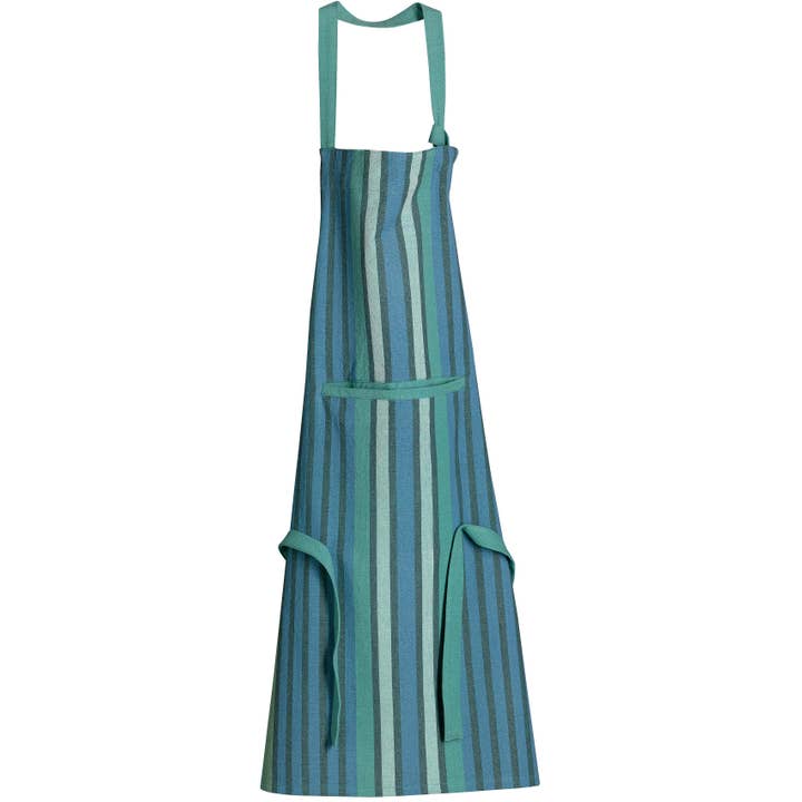 Yuna recycled kitchen apron with pocket Peacock 72 x 85 for wholesale by Maison Vivaraise & La Cerise sur le Gâteau