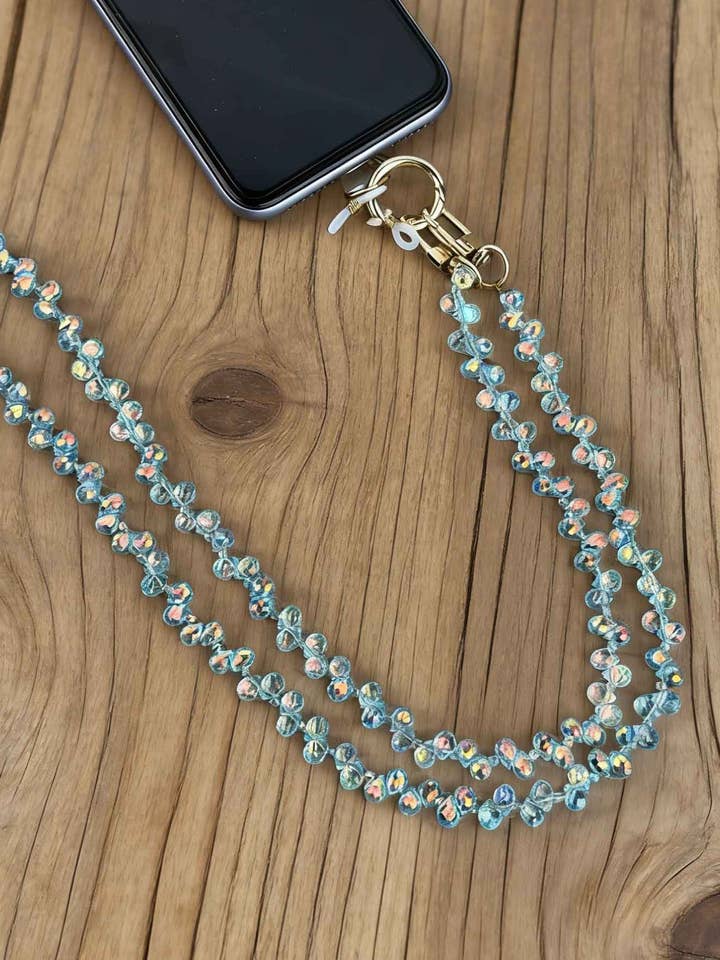 Kristallpärlhalsband BC5647 - Ljusblå för wholesale av Ole