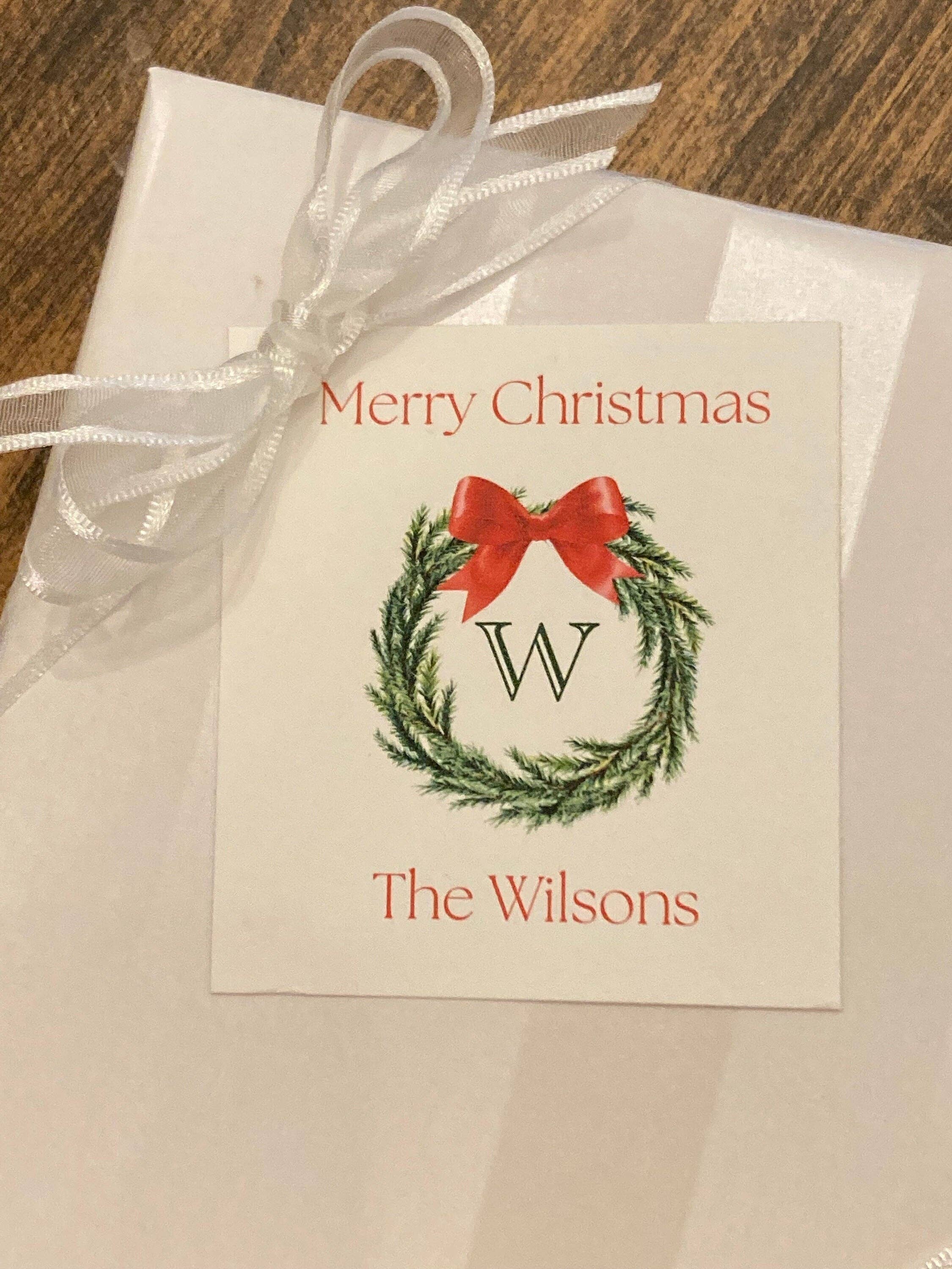 The Winsome Life Stationery – Engroshandel Brevpapir/sæt med noteskort – Julekrans Personlige Gaveetiketter eller Klistermærker | Monogram Feriegaveetiketter | Tilpassede Julegaveetiketter eller Klistermærke3
