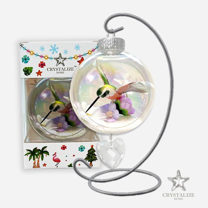 Ornament Recycle w/Magnetic Crystal Green Hummingbird inside for wholesale by Crystalize Home