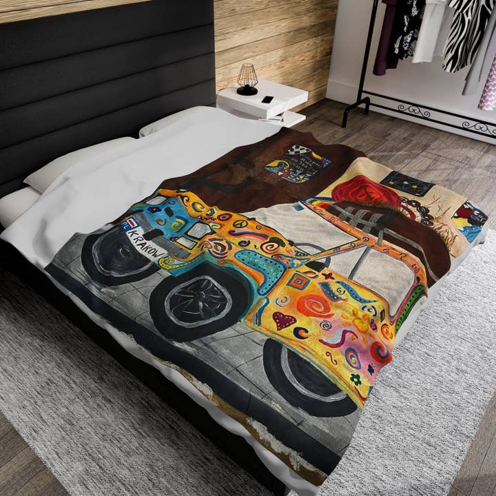 Krakow Poland Velveteen Plush Blanket for wholesale by See Joy Creative