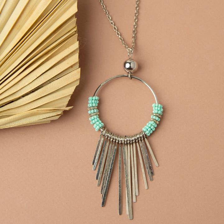 Jaliya Beaded Cascade Hoop 40" Long Pendant Necklace for wholesale by Howard's