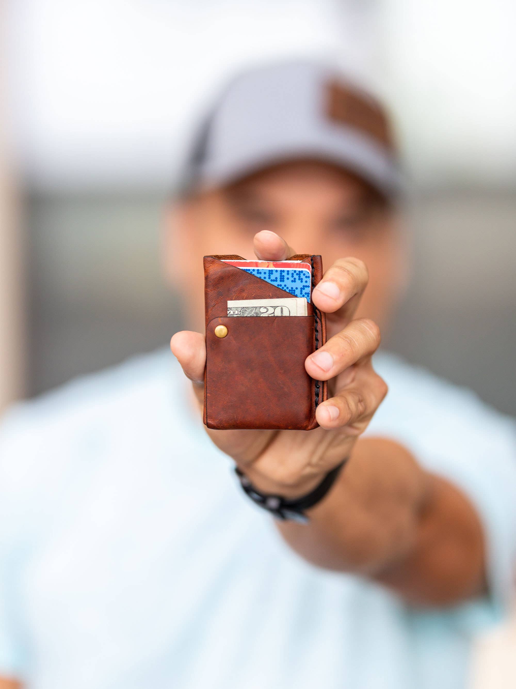 Espacio Handmade Big Spender Mens Minimalist Leather Wallet Card Case 