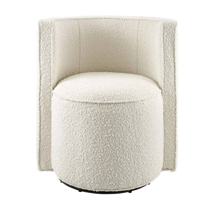 Ivory Della Boucle Fabric Swivel Chair for wholesale on Faire