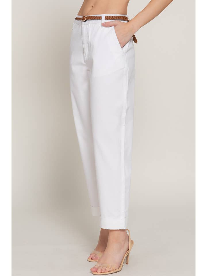 Active Basic | Active USA - Wholesale Pants - Women's - Chino Pants with Braided Belt3