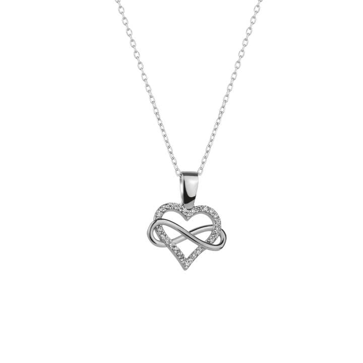 Infinity Heart Love Sterling Silver Pendant Necklace for wholesale by Spero London