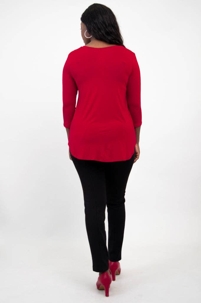 Blue Sky Clothing Co LLC - Vente Tunique – femme - Jackie 3/4 Haut, Rouge à lèvres, Bambou4