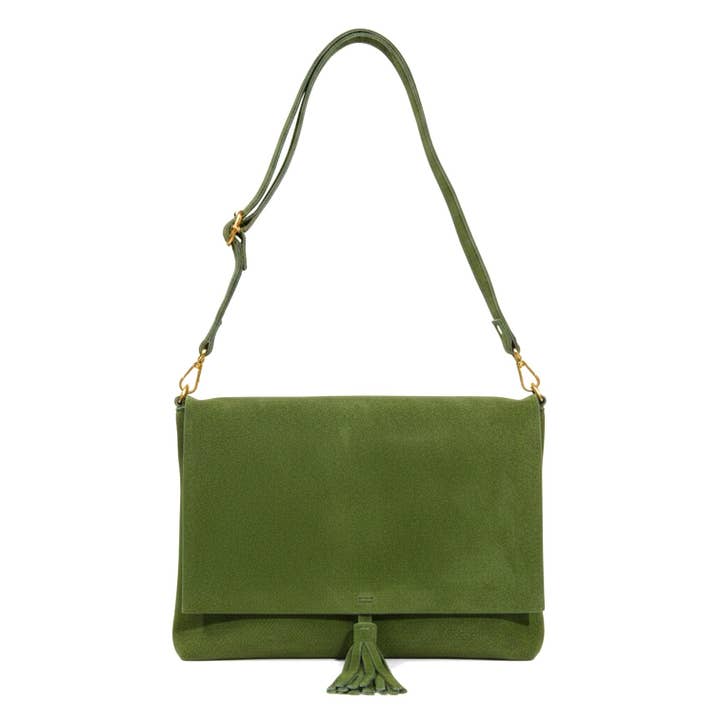 ZEEN - Wholesale Shoulder Bag - Women's - NEW LUNA Light Khaki Suede Leather Bag2