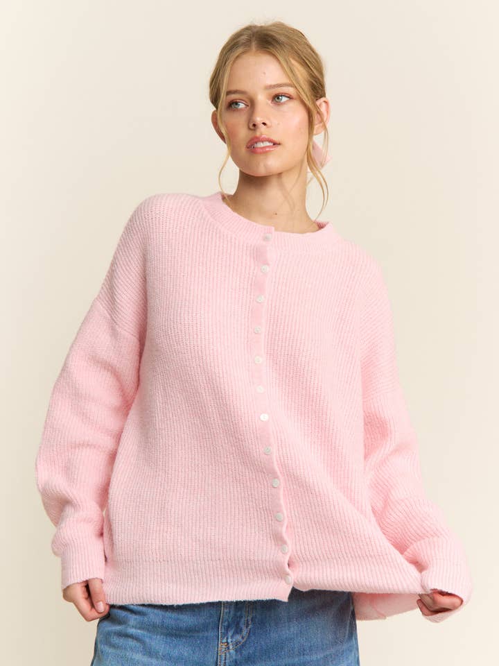 Cardigã com Botões e Canelado por atacado de CANDESCENT