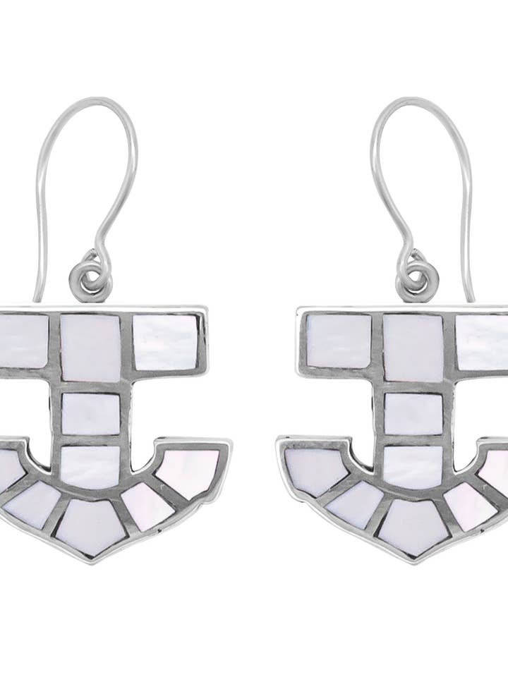 Pendientes de plata de ley con forma de ancla en madreperla para venta al por mayor de Noa Kai