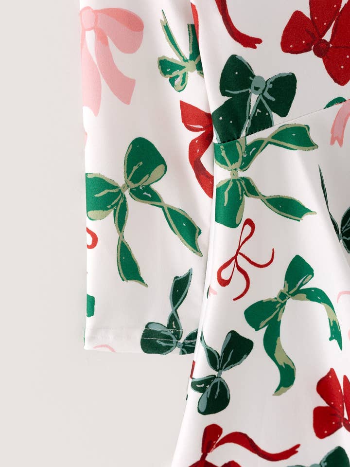 Rylee Faith Designs - Wholesale Dress - Kids - Girls Christmas Bow Print Dress
