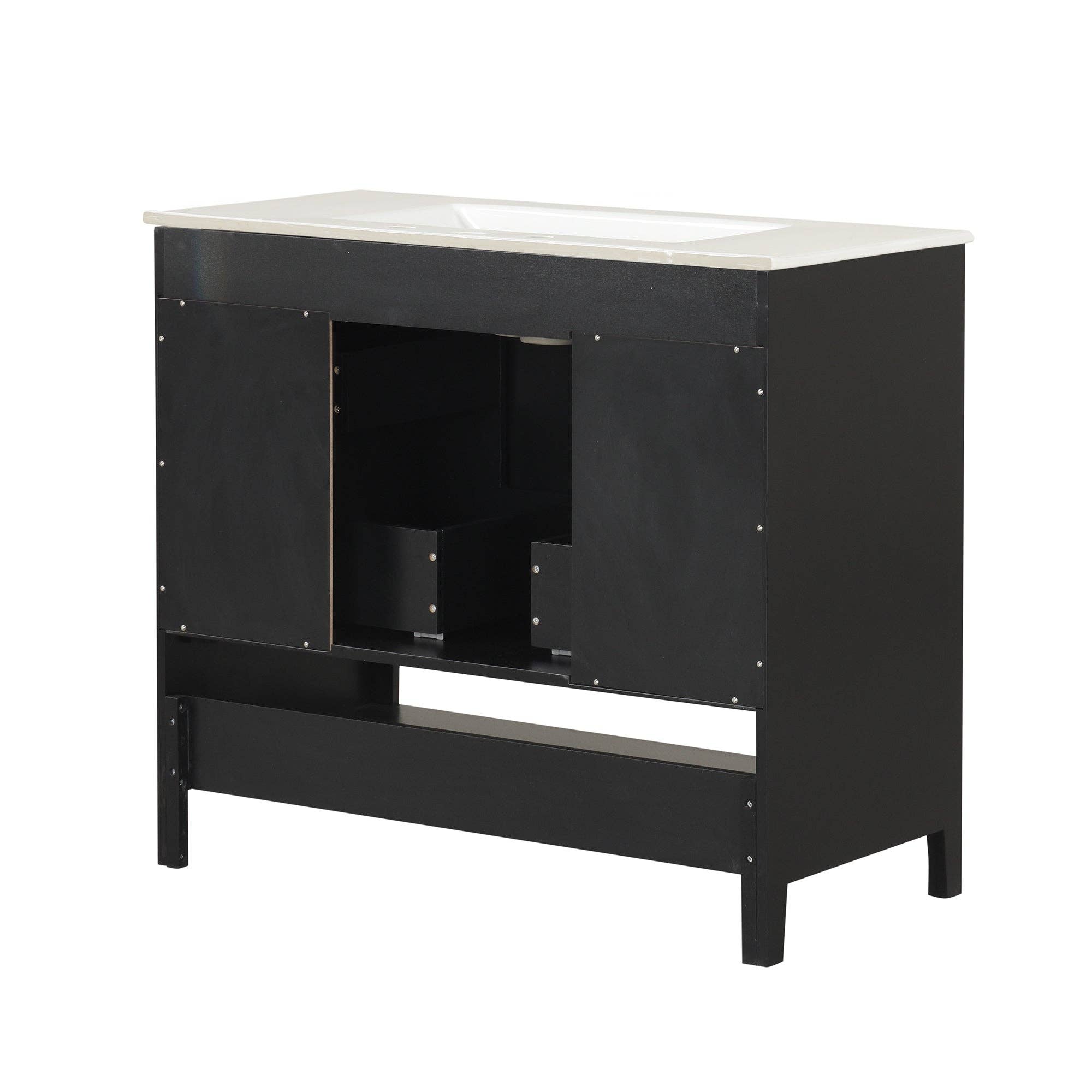 Orange County Decor - Wholesale Cabinet - 36" Bathroom Vanity With Sink, Multi Functional Bathroom Cabinet With Doors And Drawers, Mdf Frame And Mdf Board, Black Black Solid Wood Mdf29