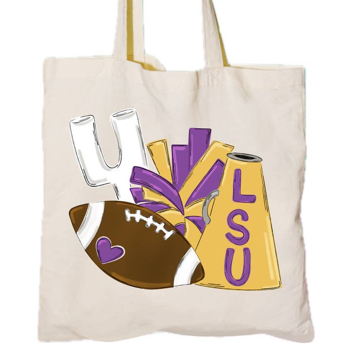 lsu inspired game day tote bag for wholesale by on the Bayou