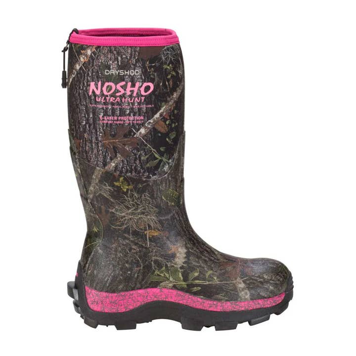 Dryshod Women's NoSho Ultra Hunt High Camo/Pink for wholesale by Uncle Mike's Outdoors and More!