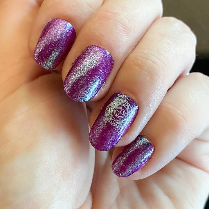 Space Witch Nails - Wholesale Press-On/Fake Nails - Mystic Witch Shimmer Sacred Geometry Purple Nails