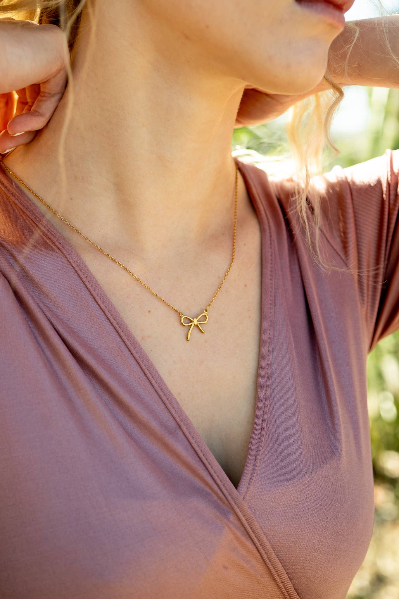 WJW - Vendita all'ingrosso Ciondolo/pendente - Charm a forma di fiocco in acciaio inox con rivestimento PVD oro 18K12