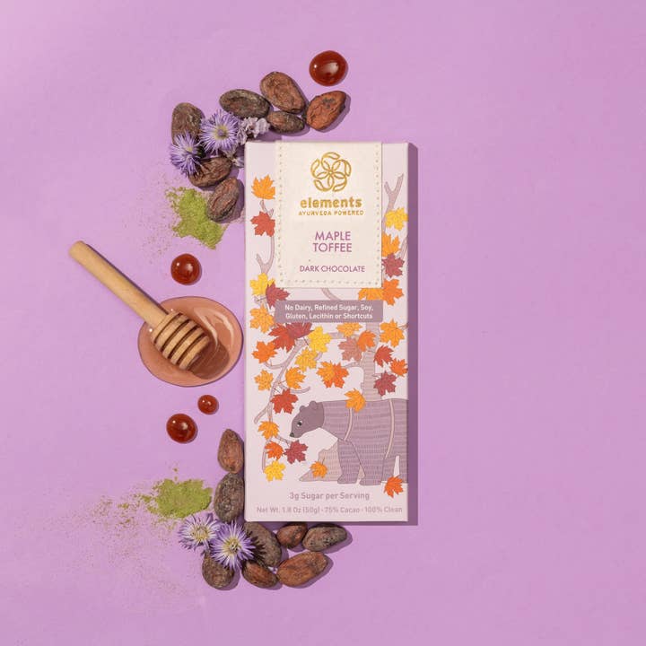 Elements Truffles - Wholesale Chocolate Bar - Maple Toffee 75% Dark Chocolate