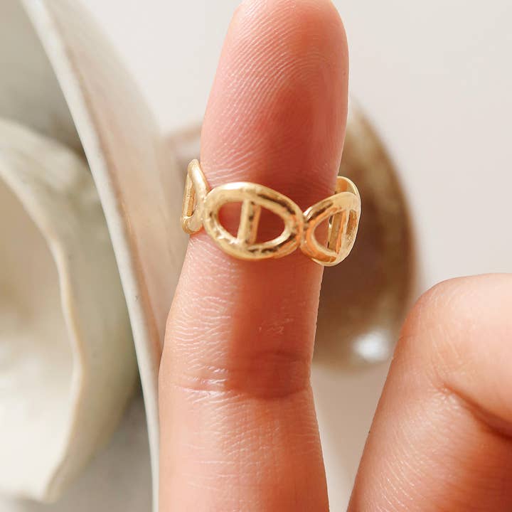 Irina Gold Non-Tarnish Adjustable Chain Ring for wholesale on Faire